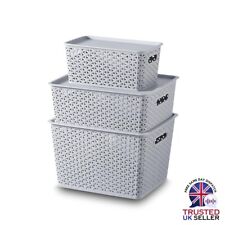 3x Rattan Storage Basket with