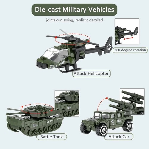 6pcs military vehicle playset - military,