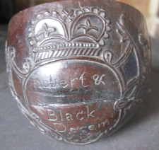 Antique 17th Century Sailor’s Carved Coconut Scrimshaw Black 24 December 1761