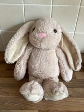 TJM Honey Beige Bunny Rabbit Super Soft Plush Toy 14” Baby Comforter Pink Nose