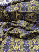 African Print Material - Purple, Black & Gold Fabric - 4 Yards