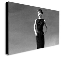 AUDREY HEPBURN - BLACK DRESS  Canvas Wall Art Framed Print. Various Sizes