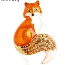 Crystal Fox brooch large Gold