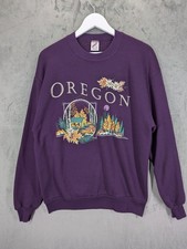90s Vintage Jerzees Oregon Sweatshirt Jumper Cabin In The Woods Medium Large USA