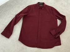 Mens Soft Needlecord Cord L/S Shirt M&S Burgundy Size M Vgc
