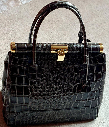Pelle giada black croc - pelle,