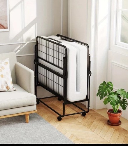 Folding bed with mattress - with,