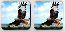 Set of 2 Red Kite Coasters: Elegant and graceful bird of prey.  New