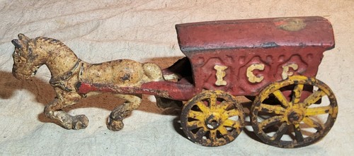 Antique ice wagon horse - ice,