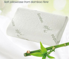 2x Memory Foam Bamboo Bed Pillow Orthopaedic Neck Back Support Hypoallergenic