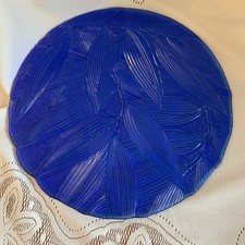 Large Vintage Cobalt Blue Glass Platter/candle Plate