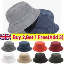 Stonewashed Cotton Bucket Hat UV Sun Protection Breathable Beach Holiday Travel