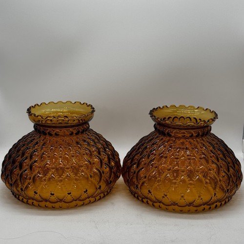 Pair amber glass - glass, hurricane