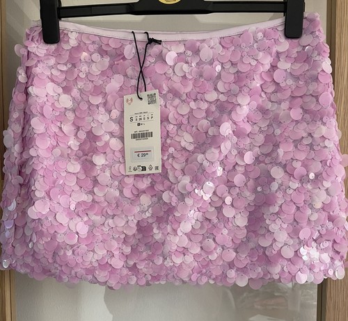 Zara pink sequin mini skirt - zara,