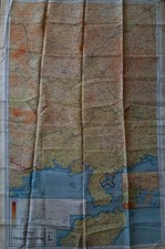 WWII RAF Escape Map, French Indo-China, Fine Aged Condition, "Silk Map", Rayon