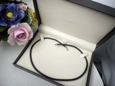 MODERNIST 925 SOLID STERLING SILVER LEATHER CHAIN 16" 46CM NECKLACE NO PENDANTS