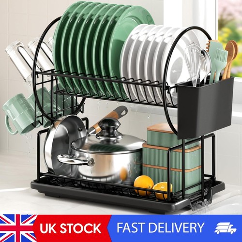 Compact black dish rack - black,