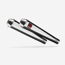 Lextek Stainless Steel AC1 2 x Polished 350mm Exhaust Silencer Slip-on Black