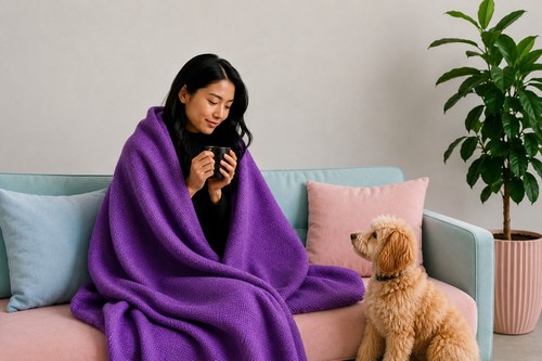 Purple cashmere throw - cashmere, blanket