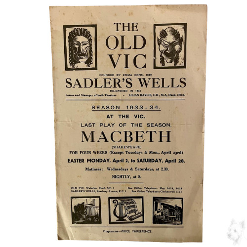 Vintage 1933 macbeth theatre - vintage,