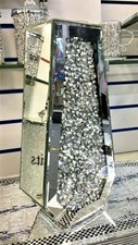 40cm Mirrored Crushed Crystal Diamond Silver Sparkly Floor Flower Vase Pot Cufn