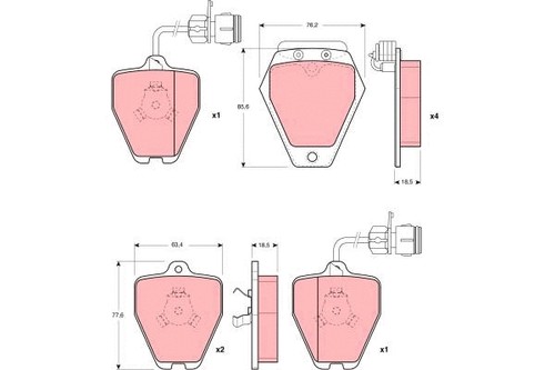 Front brake pad set - front,