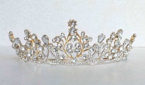 Crown tiara gold rhinestone - crown,