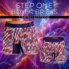 STEP ONE New Mens Boxer Briefs (Longer) Bamboo Underwear- Limited Editions