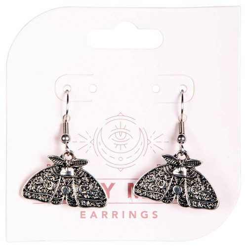 Antique silver moth - antique, earrings