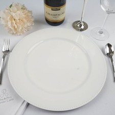 24 pcs 13" White BEADED Round