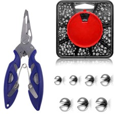 179PCS Fishing Shot Weights Kit,7-Size Dispenser &Pliers – Carp & Coarse Angling