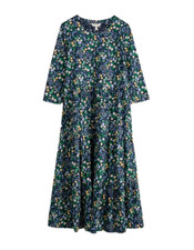 Ex Seasalt Women’s ¾ Sleeve Stroke Lines Dress in Martime Navy Floral