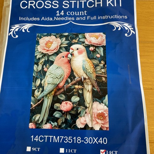 Parrots stamped printed - stamped, cross