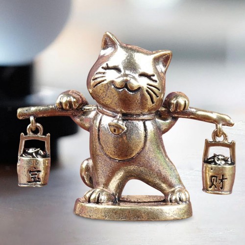 Brass lucky cat - cat, figurine