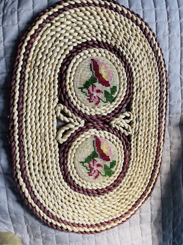 Vintage wicker woven table - vintage, mat