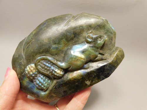 Mouse labradorite hand carved - mouse,