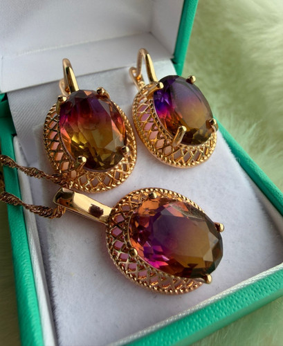 14ct rolled rose gold ametrine - gold,