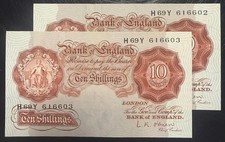 2 x Ten Shillings Notes
