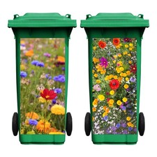 Nezyo 2 Sheets Wheelie Bin Stickers Flowers Self Adhesive Dustbin Sticker
