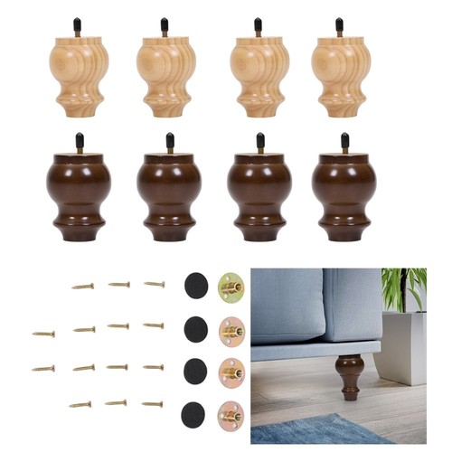 Natural walnut solid wooden - 4x, natural/walnut