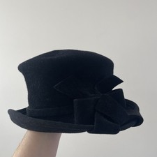 Hat-a-Porter Sylvia Fletcher @ James Lock Hat Black Felt Bow Occassion Winter