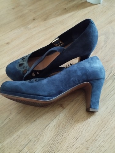 Clarks suede navy - navy, heels