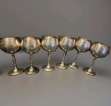  Engraved Silver  Goblets Wine