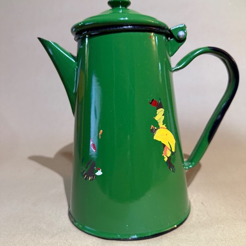 Vintage green enamel - green, coffee