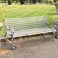 Ex-display Grey Three Seater Outdoor Traditional Metal Garden Patio Park Bench