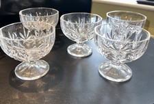 5 x Vintage Crystal Cut Glass Dessert Trifle Sundae Dishes