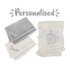 Personalised Baby Blanket Embroidered Soft Fluffy Gift Present Shower New Born