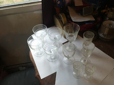 Lovely Set Of Vintage French Glassware Or Crystal Glasses , Wine Glasses Koblot