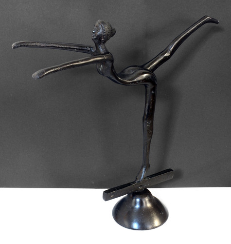 Weighty black metal ballerina - black,