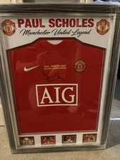 Paul Scholes Signed 2008 Manchester United - Moscow Final Shirt (framed)